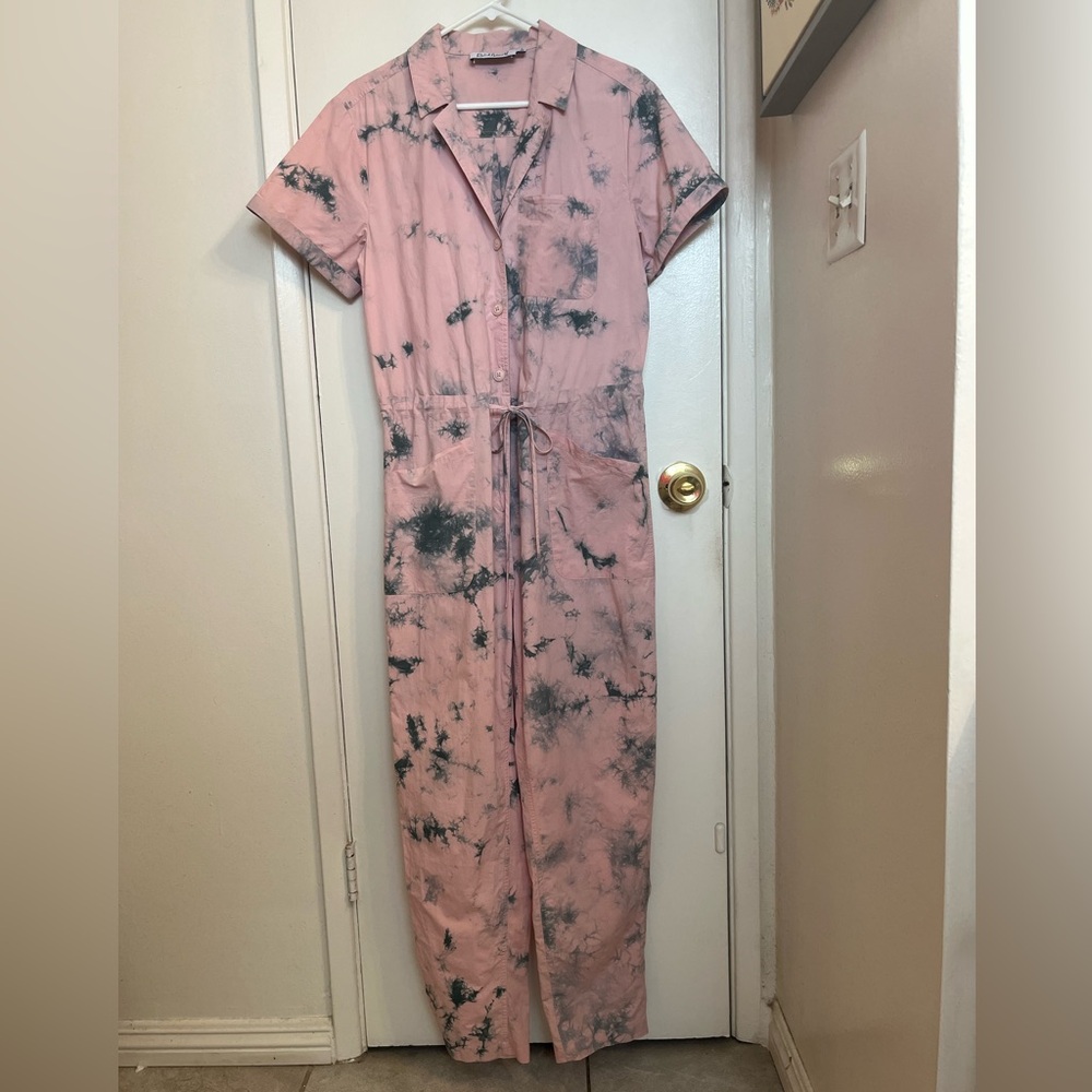 Rachel Antonoff Pink and Grey Tie-dye Jumpsuit